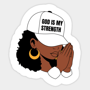 God is My Strength, Black Woman Praying Sticker